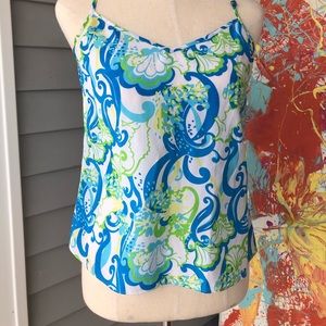 🍋 Lilly Pulitzer blue green paisley silk tank, XS